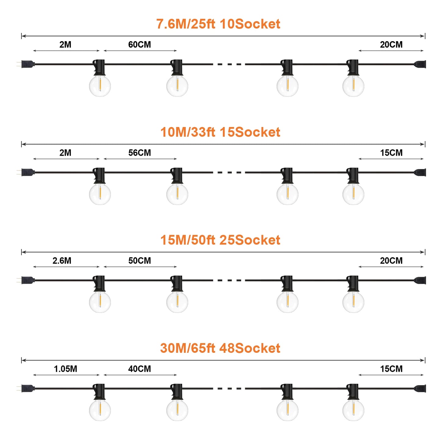 Colorful Outdoor Lights Garland G40 Garden String Light