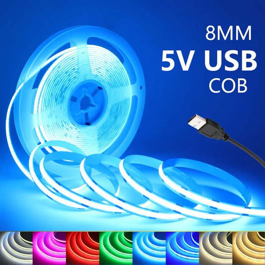 5V COB LED Strip High Density 320LEDs/m USB LED Light