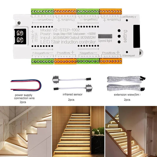 V2 Stair LED Motion Sensor Controller 32 Channels Indoor Stairway