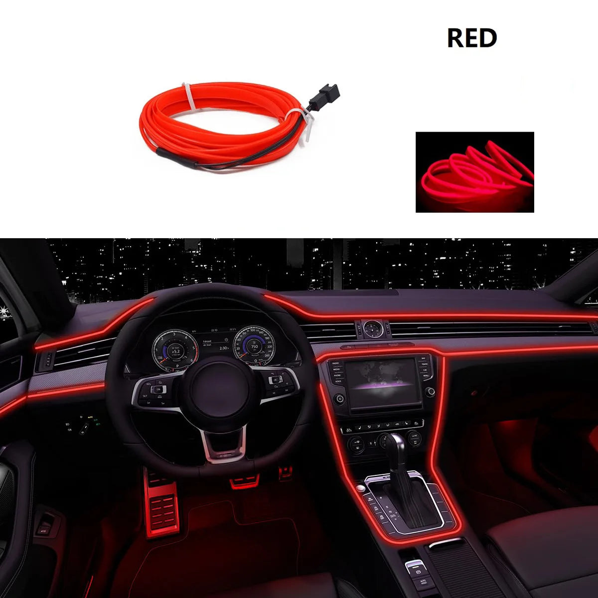 Car Interior Atmosphere Light Strip 5M EL Wiring Decorative