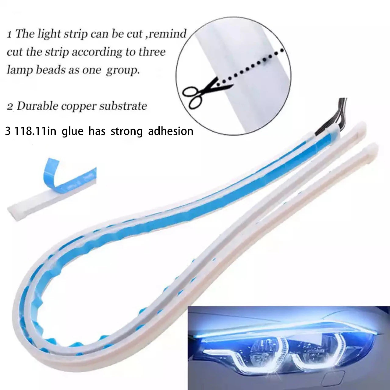LED Car Daytime Running Lights Flexible Waterproof Strip