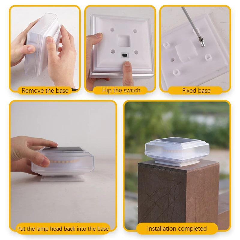 Solar Post Light Outdoor Pillar Cap Lights Lighting for Garden