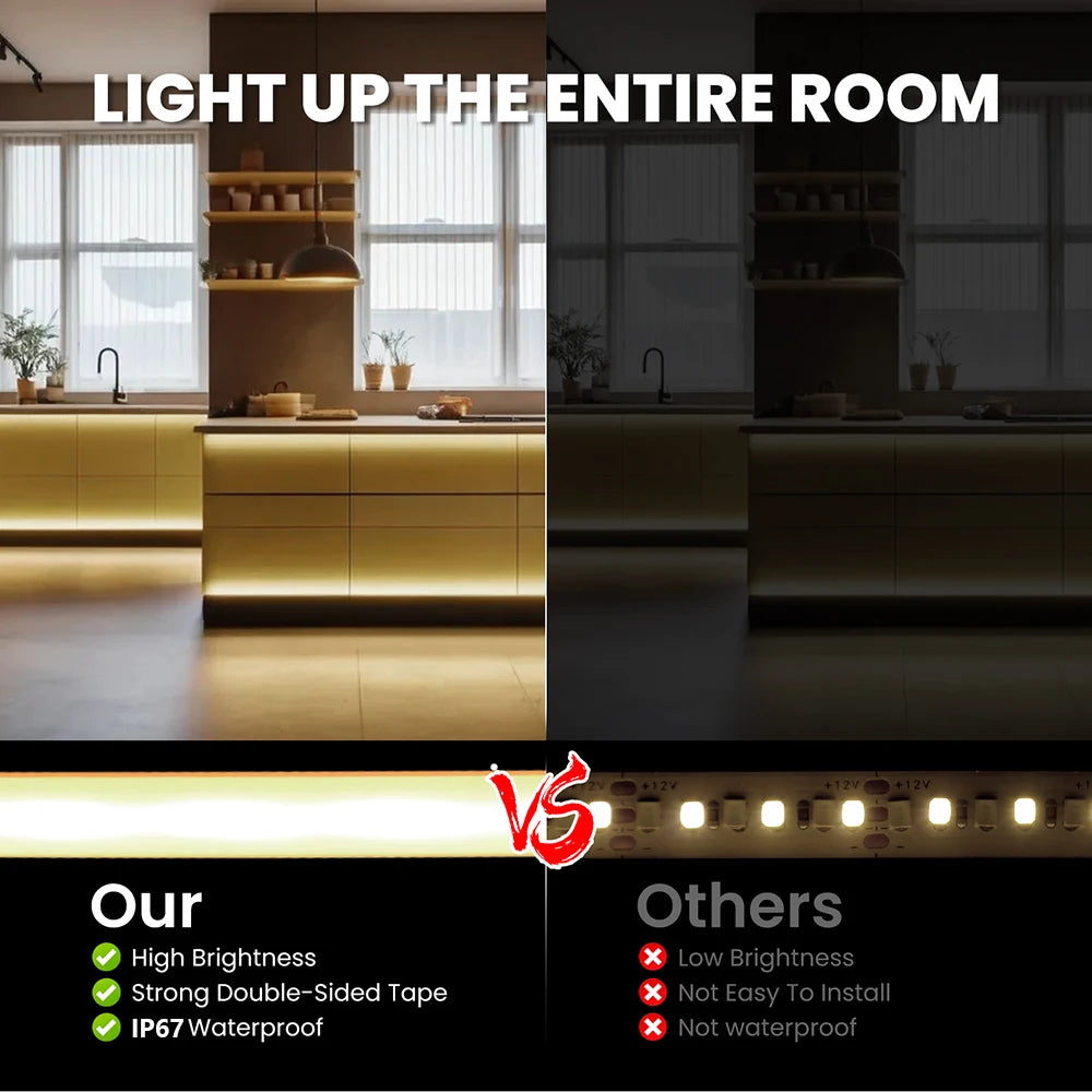 220V Dimmable COB LED Strip Light WIFI Bluetooth Wall Touch