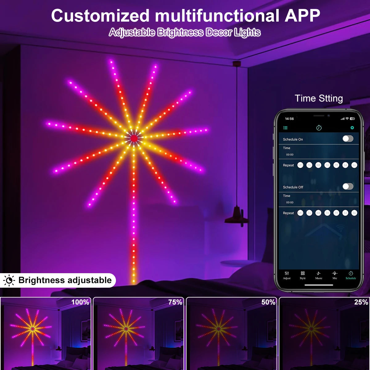 RGBIC Firework Strip Lights LED Bluetooth APP Control Neon Strip