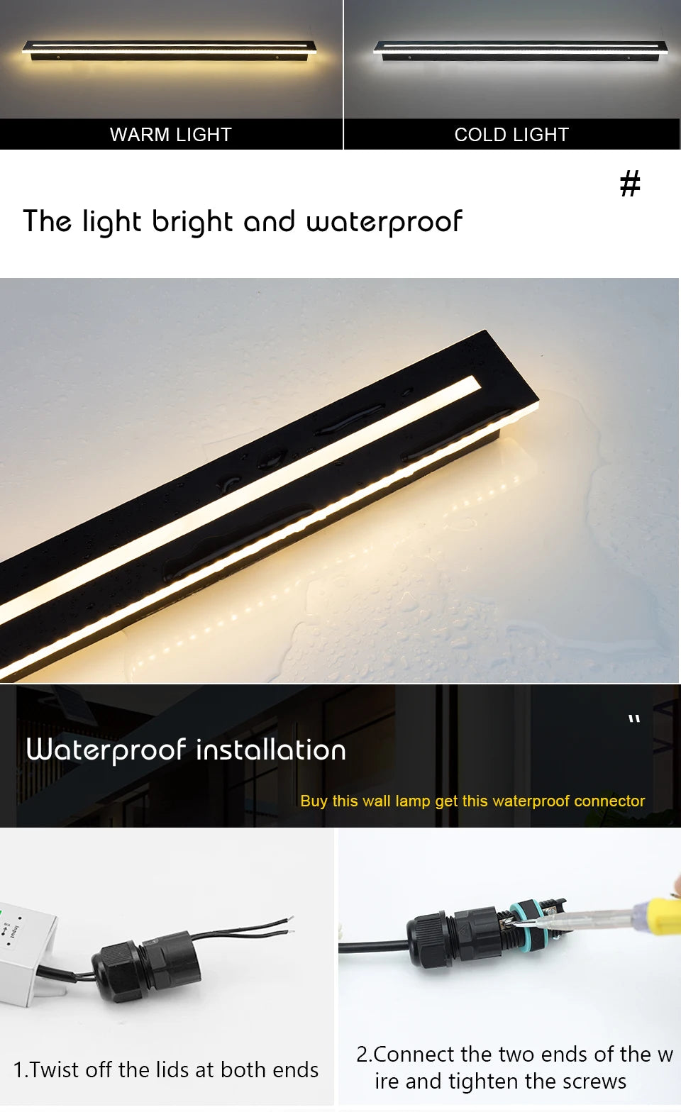 Waterproof IP65 LED Long Wall Sconce Lamp Garden Light