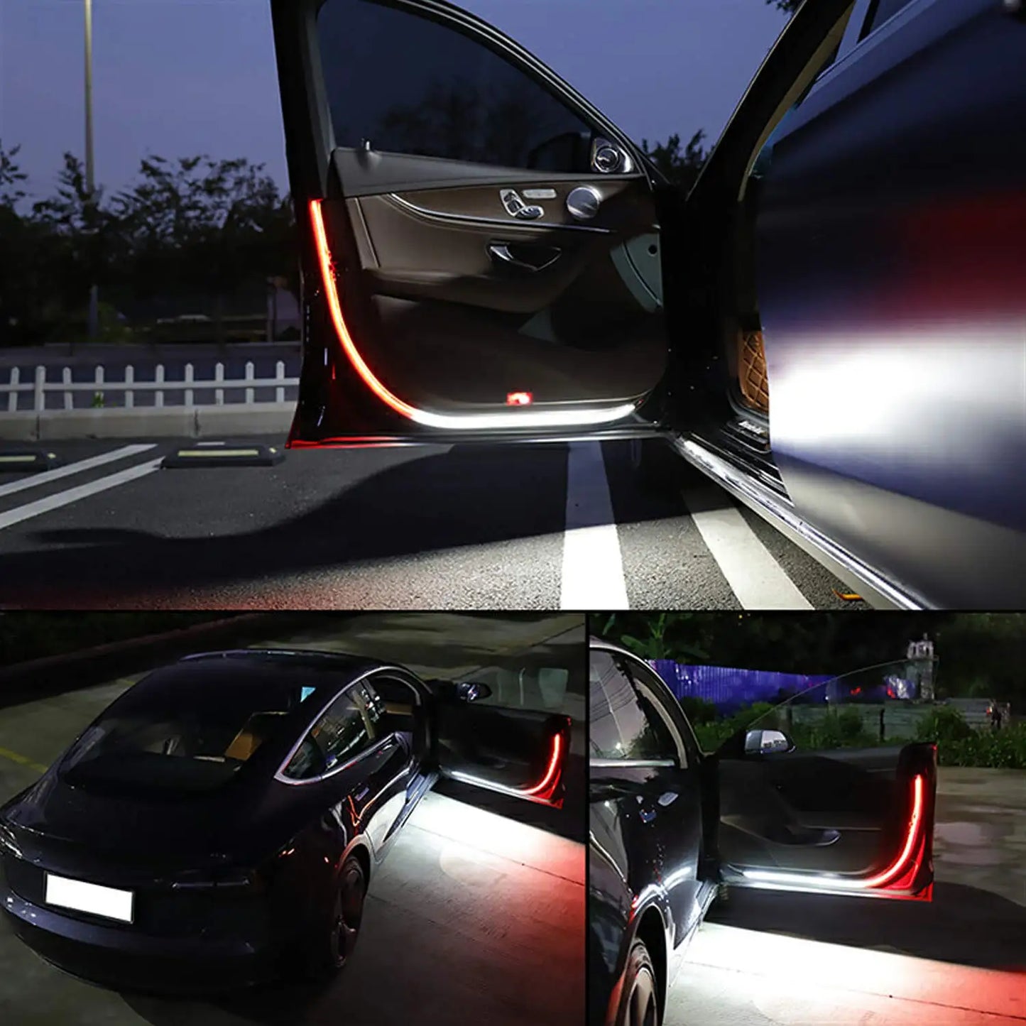 Car Door LED Warning Strip Light Flexible Dual Color