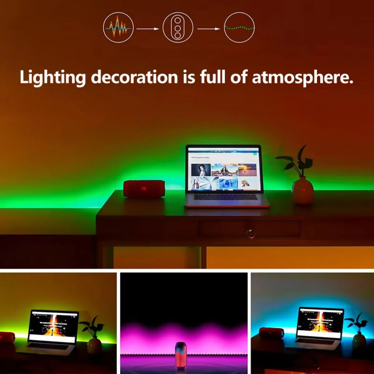 5050 RGB LED strip light with 44 keys remote control light strip