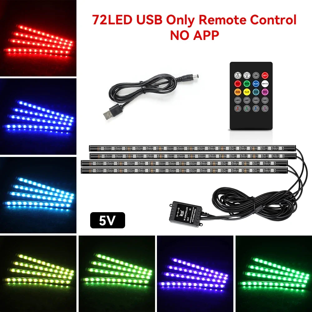 Car Neon LED Interior Ambient Foot Strip Light
