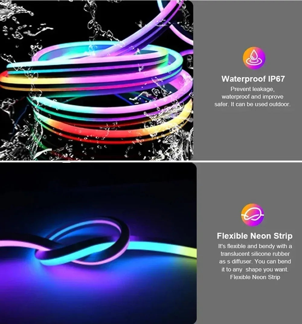 TUYA WIFI LED Neon Strip Lights RGBIC Waterproof Voice Control