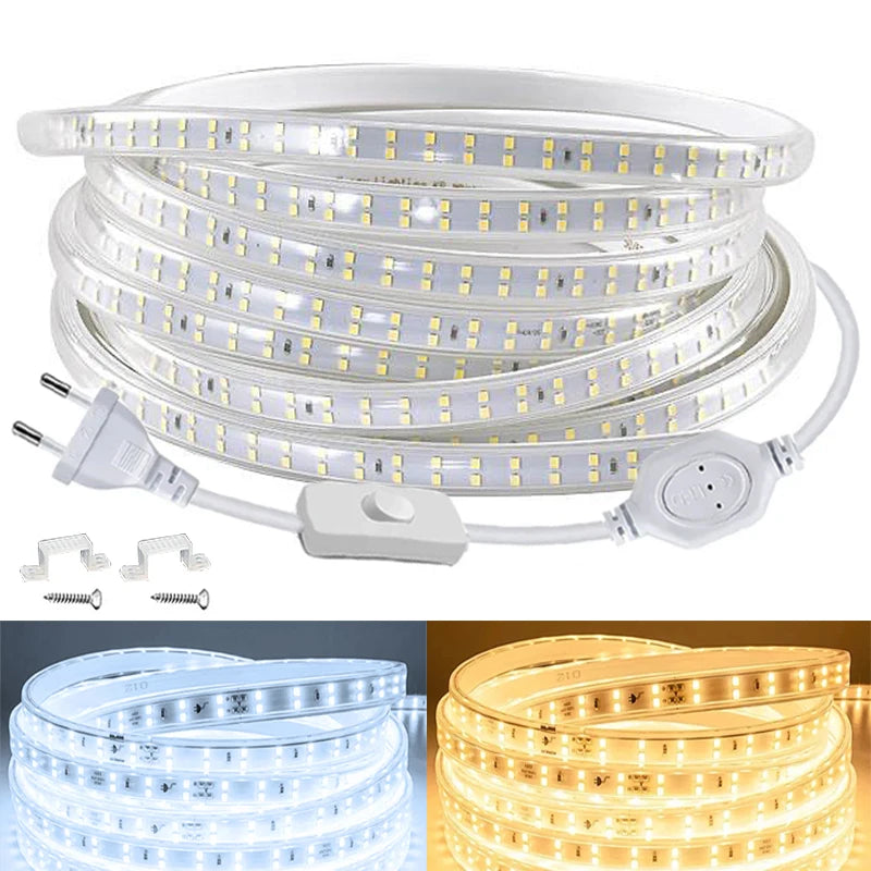 220v Led strip 2835 High Brightness 120LED/m with ON-OFF Switch