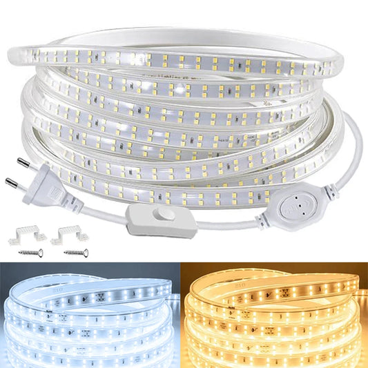 220v Led strip 2835 High Brightness 120LED/m with ON-OFF Switch