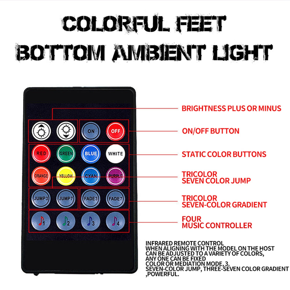 LED RGB Car Foot Ambient Light with USB Cigarette Automotive