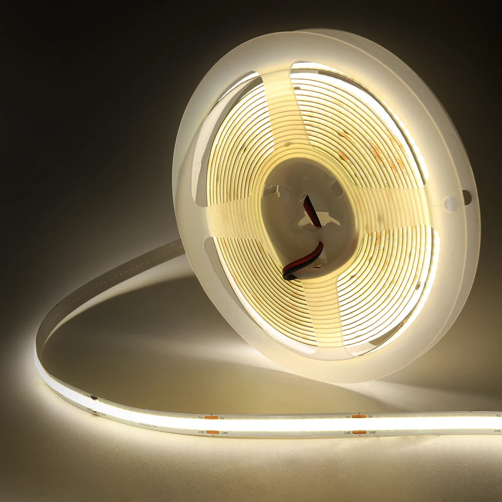 5V USB COB Led Strip Light 320 Leds/M White/Red/Green/Blue/Ice Blue/Pink