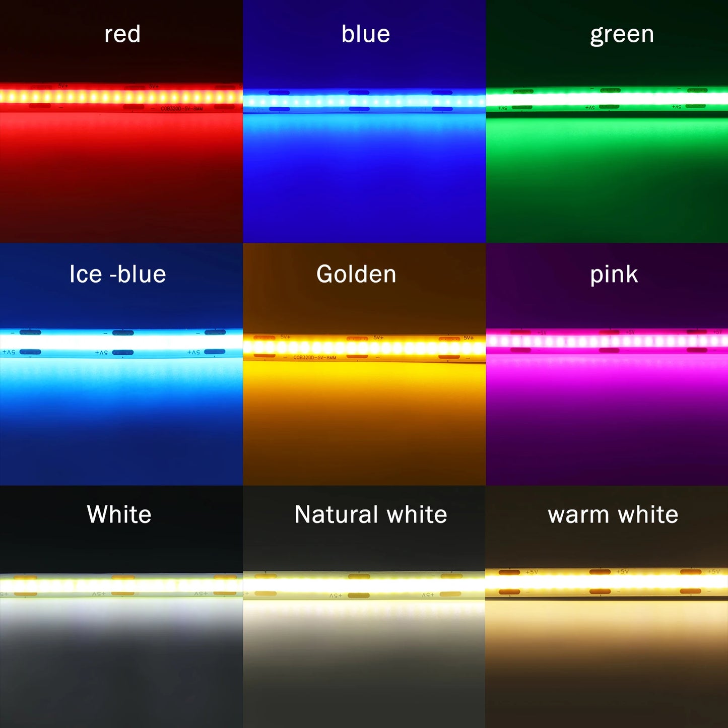 DC5V USB COB LED Strip Light 3MM 5MM 8MM Flexible LED Tape