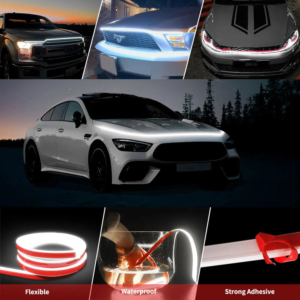 12V Scan Starting Led Car Hood Light Strip Decorative Strips Car
