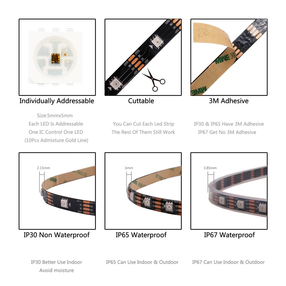 WS2811 WS2812B WS2813 WS2815 5050RGB LED Strip Lights