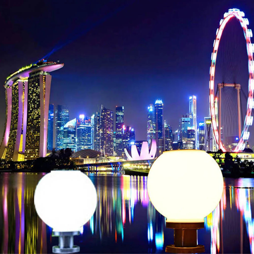 LED Round Ball Stainless Steel Solar Post Lamp Outdoor