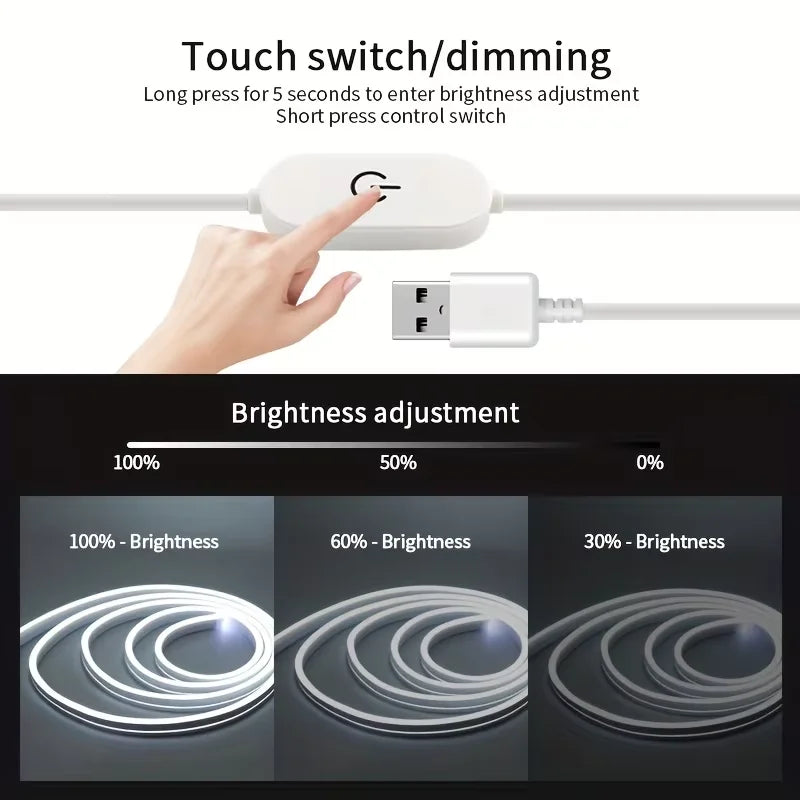 Led Light Strip USB Dc 5V Dimmable Touch Sensor