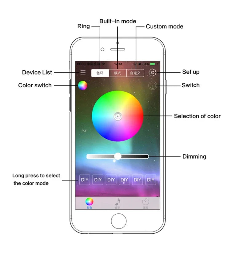 Car Ambient Decoration Lamp RGB Fiber Optic Neon Strip