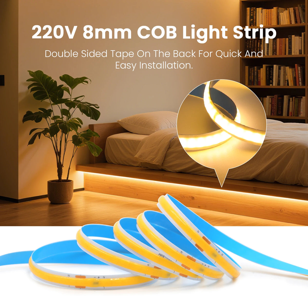 AC 110V 220V COB Strip PCB 8MM 240Leds For Home Decor