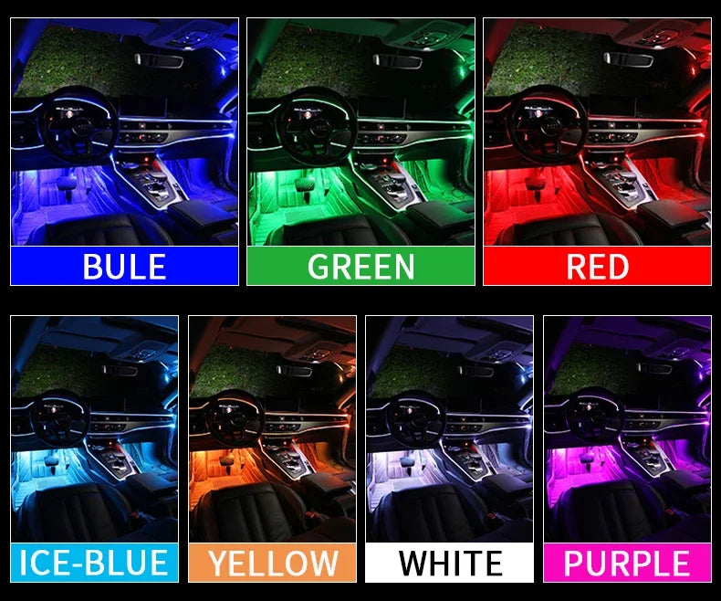 Car Ambient Decoration Lamp RGB Fiber Optic Neon Strip