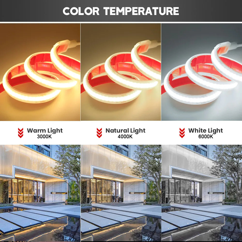 IP68 Waterproof COB Led Strip Light 12V 24V Flexible LED Tape