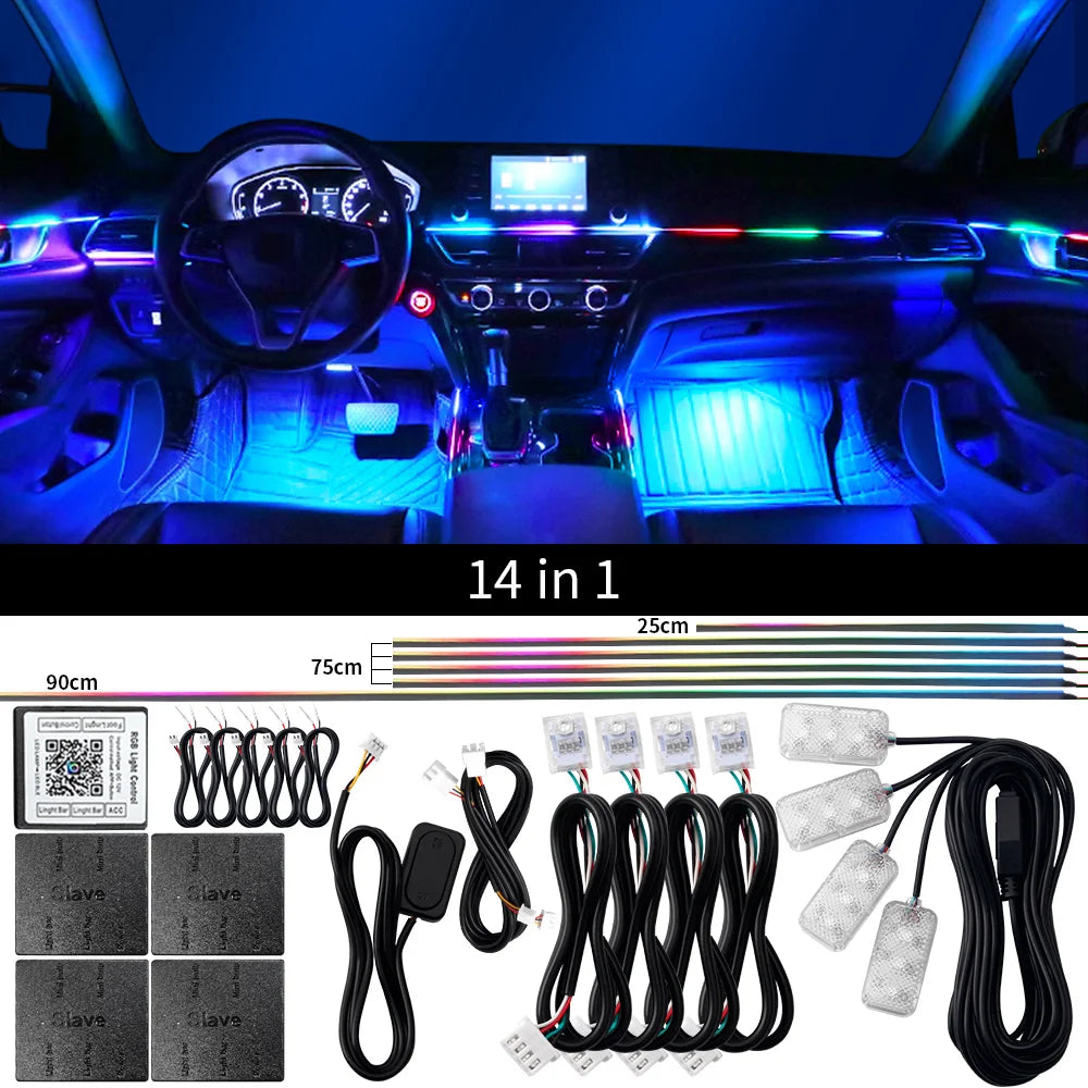 18 in 1 Dual Zone Symphony Streamer Car Ambient Light Interior