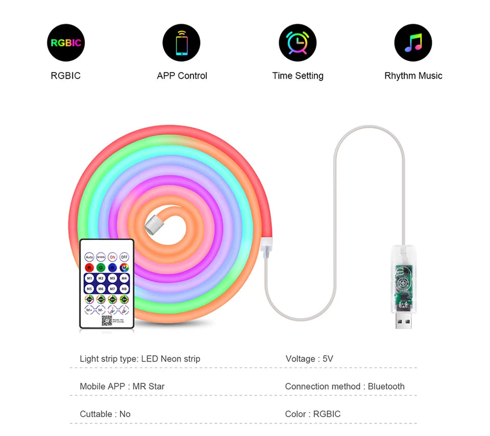 Smart APP Control RGBIC Neon LED Strip Light
