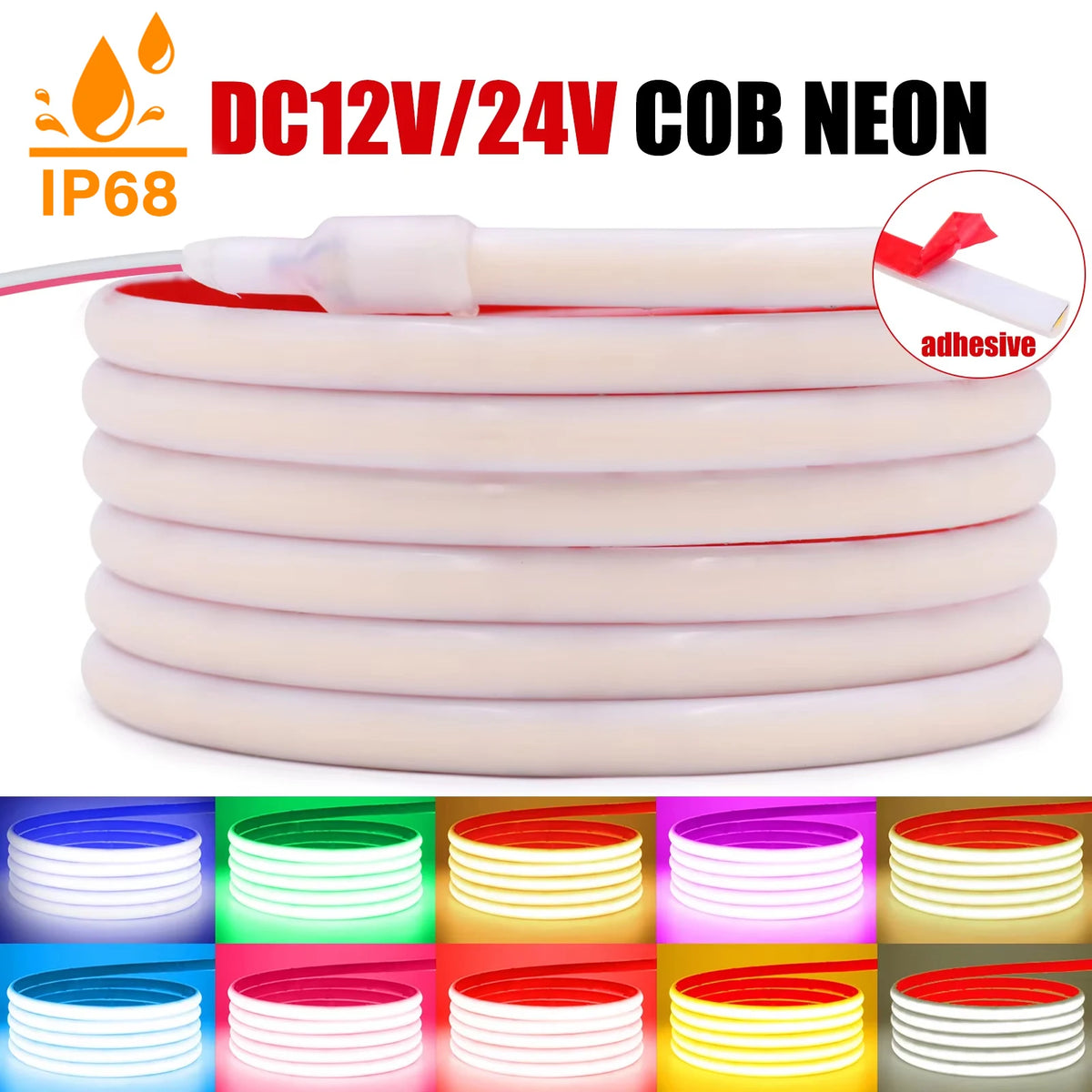 IP68 Waterproof COB LED Strip Light DC 12V 24V 320LEDs