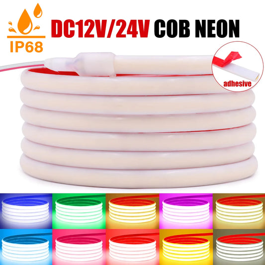 IP68 Waterproof COB LED Strip Light DC 12V 24V 320LEDs