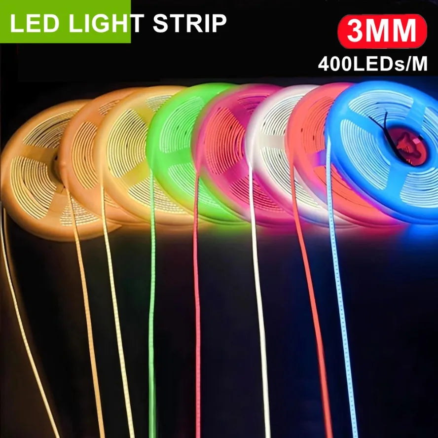 3MM Ultra Thin COB LED Strip 5V Colorful Dimmable High Density Flexible Light