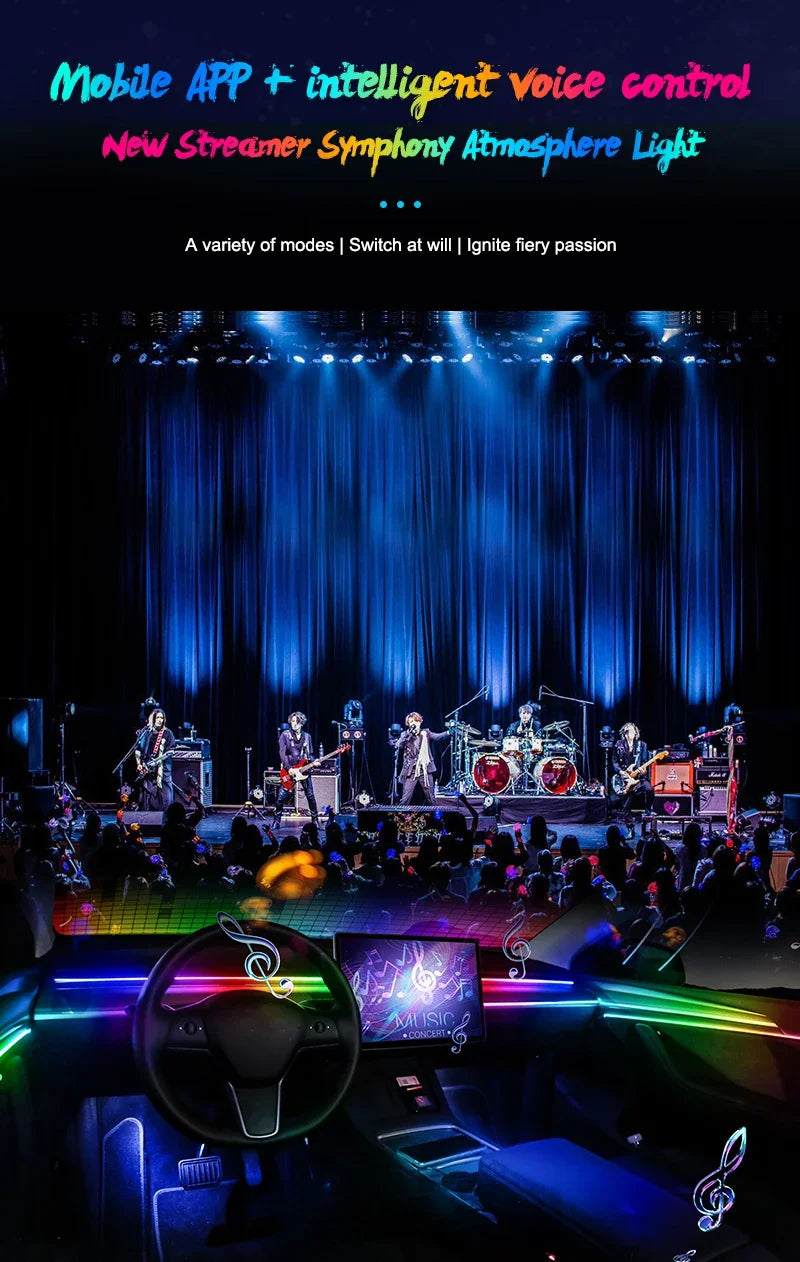 22 In 1 Car Ambient Lights RGB 64 Color Universal LED Strip