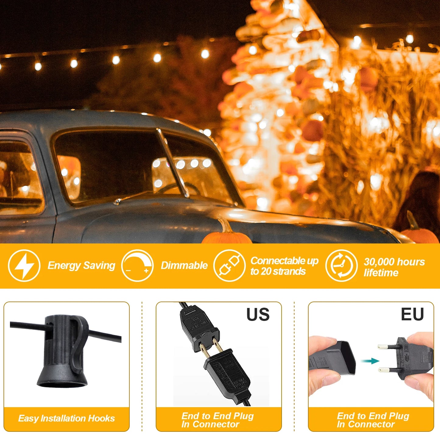 Outdoor Waterproof G40 String Lights 1W Ice Diamond