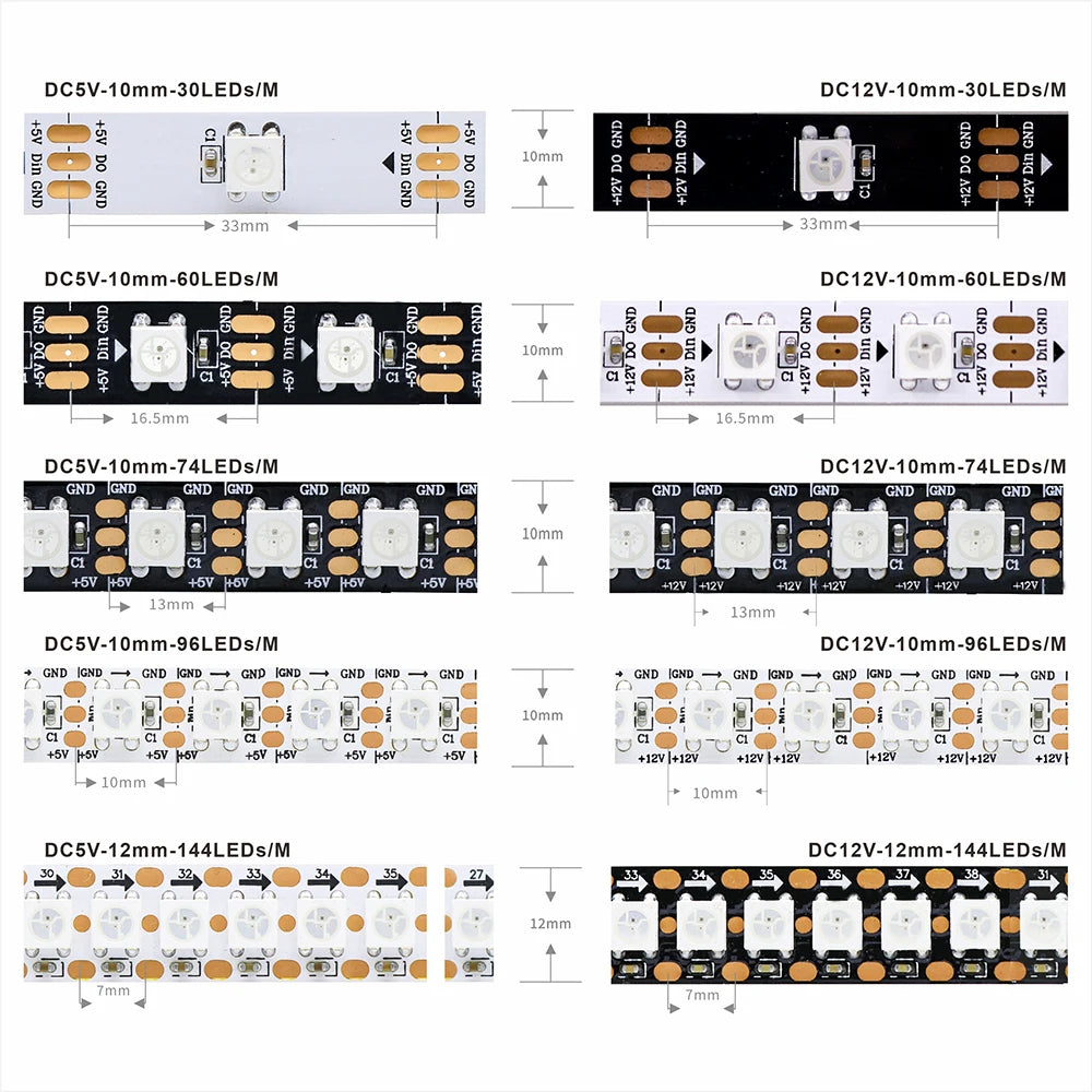 5050 RGB LED Strip Addressable DC 5V 3pin WS2812B