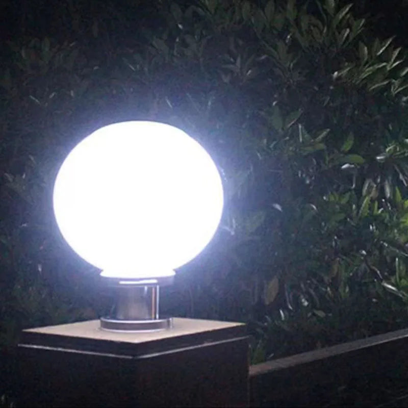 LED Round Ball Stainless Steel Solar Post Lamp Outdoor