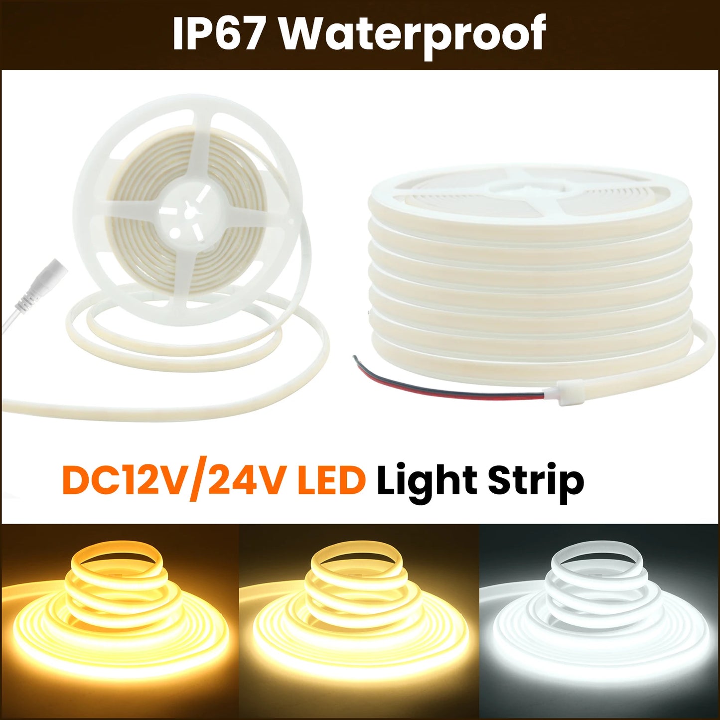 DC12V 24V COB Strip Waterproof Outdoor Home Decor LED