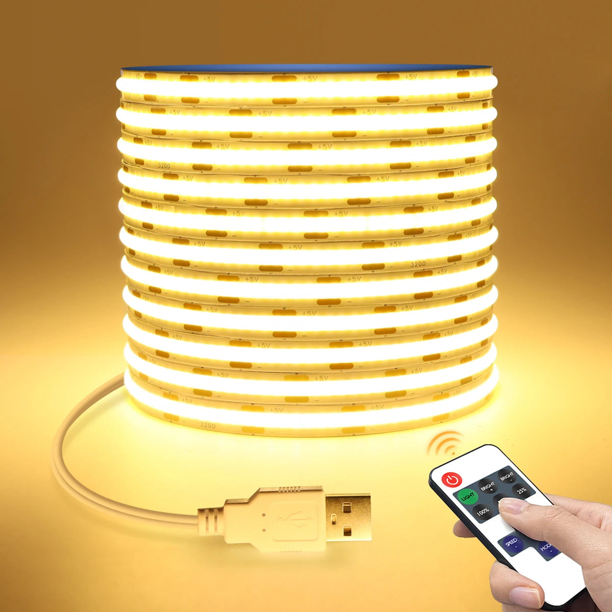 DC5V COB LED Strip with Dimmable Remote Control Decor Lighting