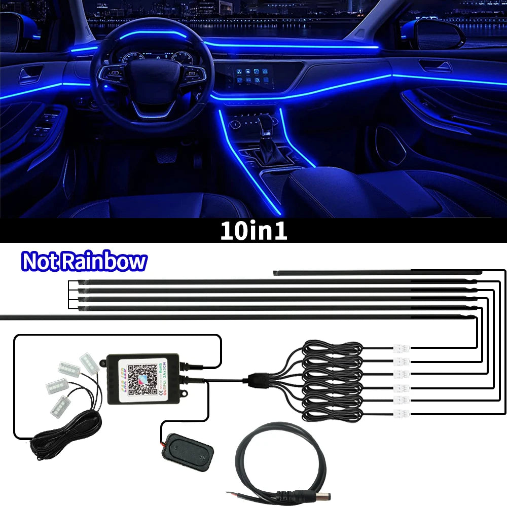 18 in 1 Car Ambient Light For BMW 64 Colors RGB LED Neon Strip