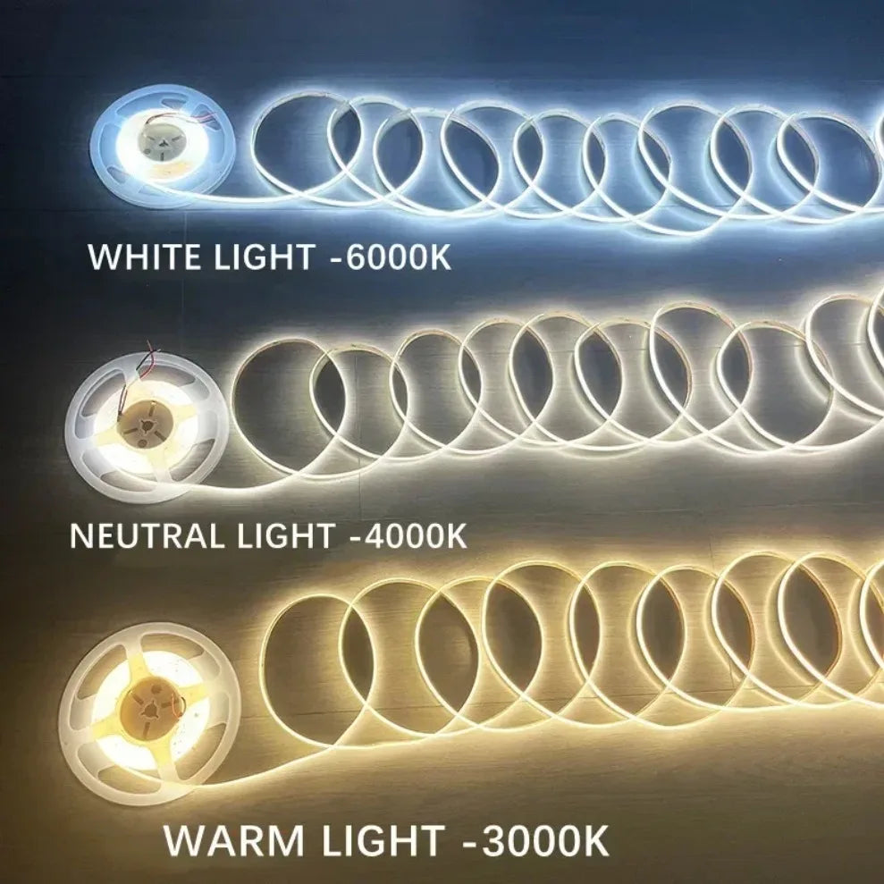 DC 12V/24V 8MM COB LED Strip Free Cut Cuttable 400LEDs