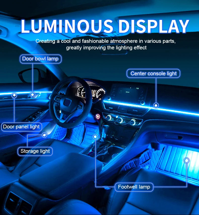 Led Car Ambient Lights App Control Optic Strip Acrylic Fiber