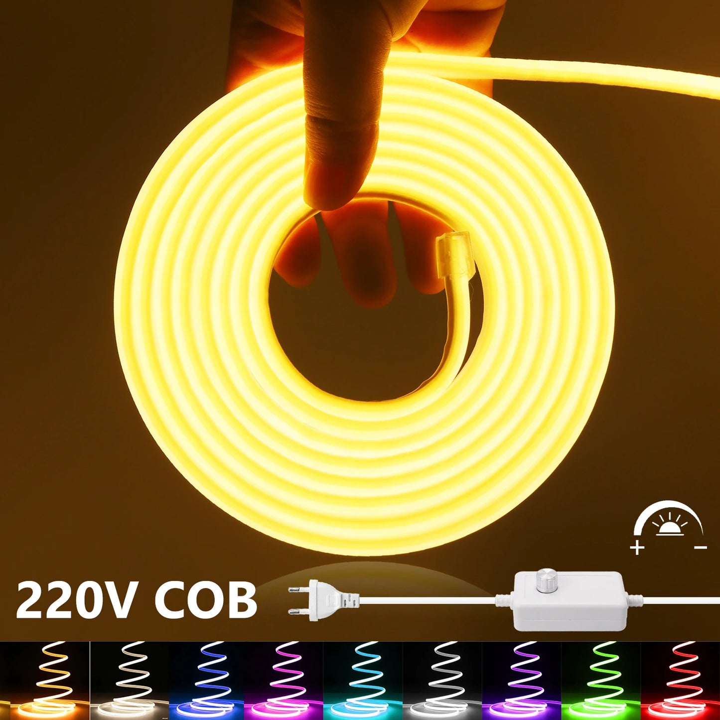 220V COB LED Light Strip IP65 Waterproof Ribbon Tape
