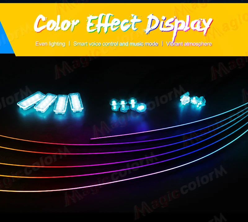 18 in 1 Led Car Ambient Lights 213 64 Color RGB Symphony