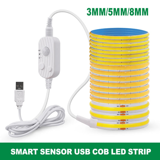 DC 5V USB Motion Sensor LED Strip Light Flexible COB Lights