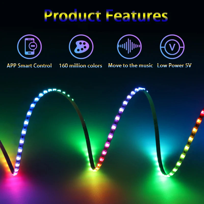 Super Thin Led Strip Lights 2812b SPI RGB Strip Dream Color