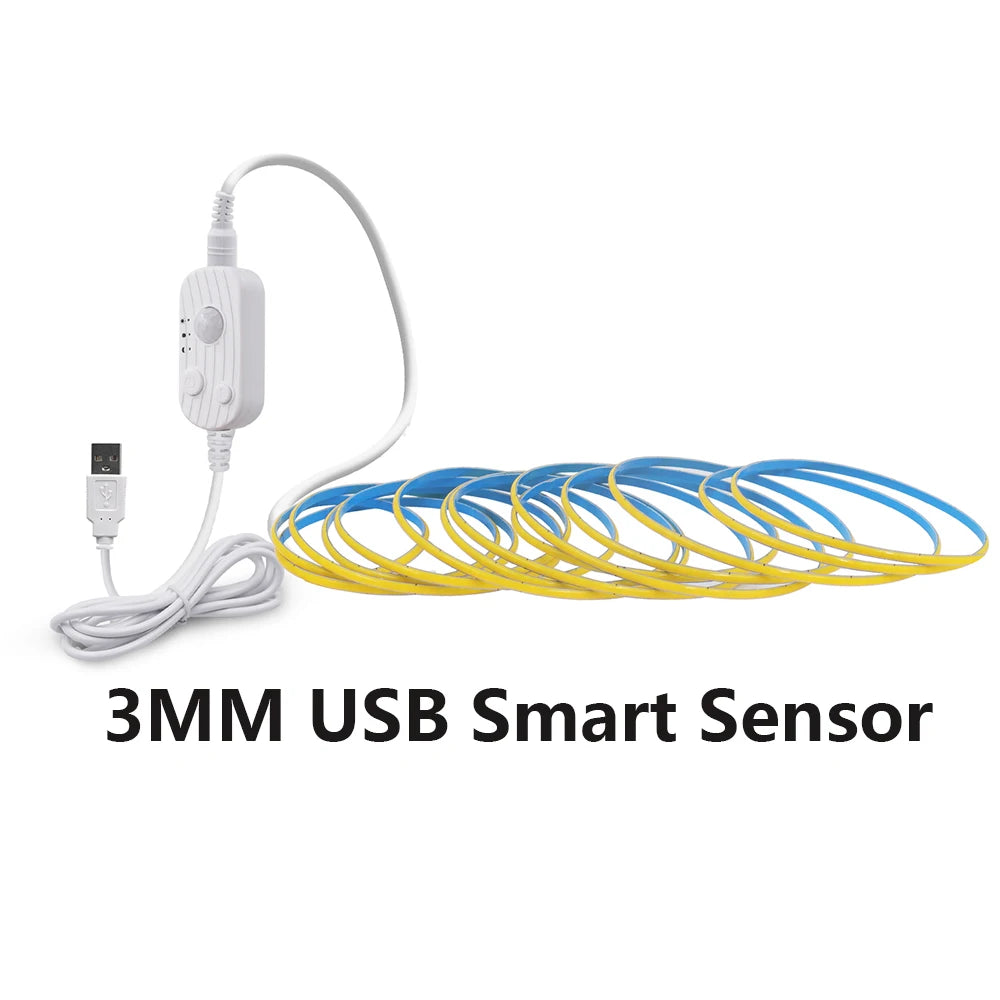 5V 3mm 5mm 8mm COB LED Strip Lights USB Motion Sensor