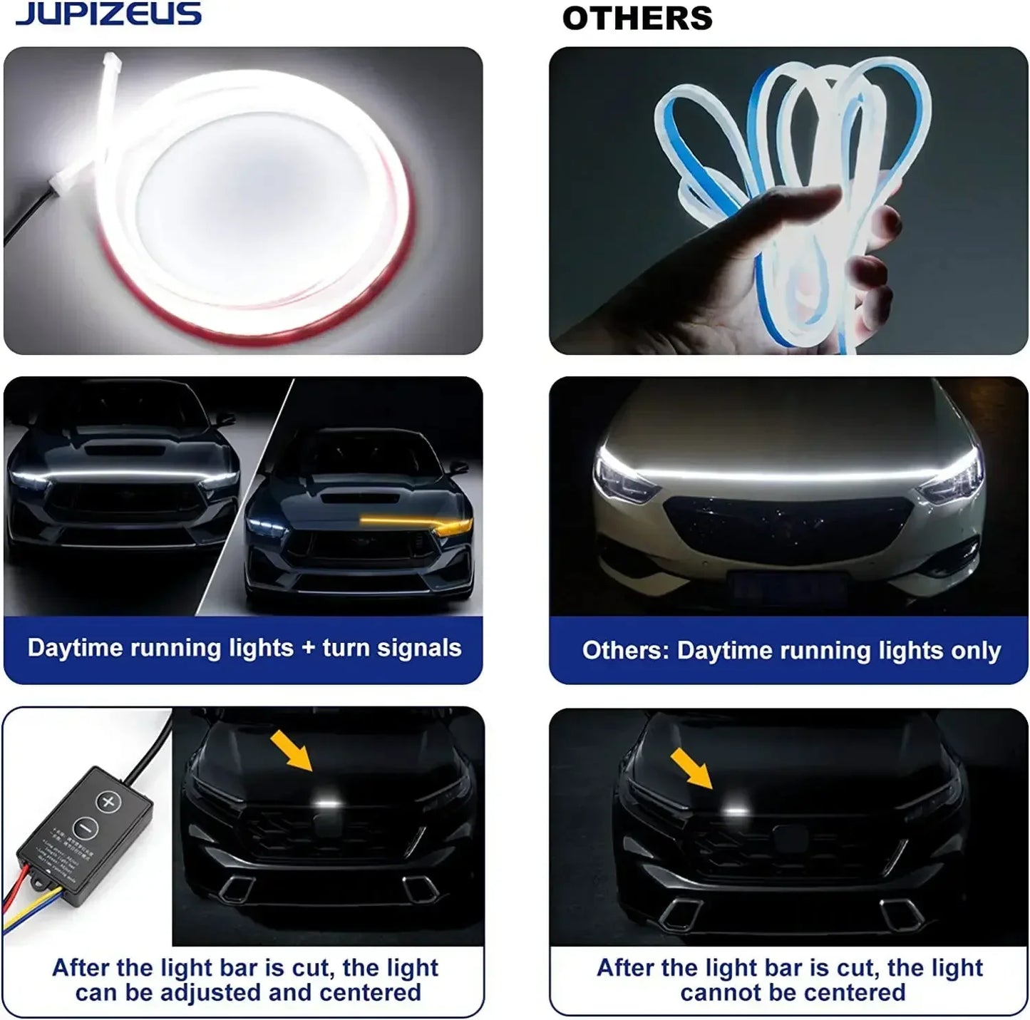 LED Yellow White Car Daytime Running Light Strip
