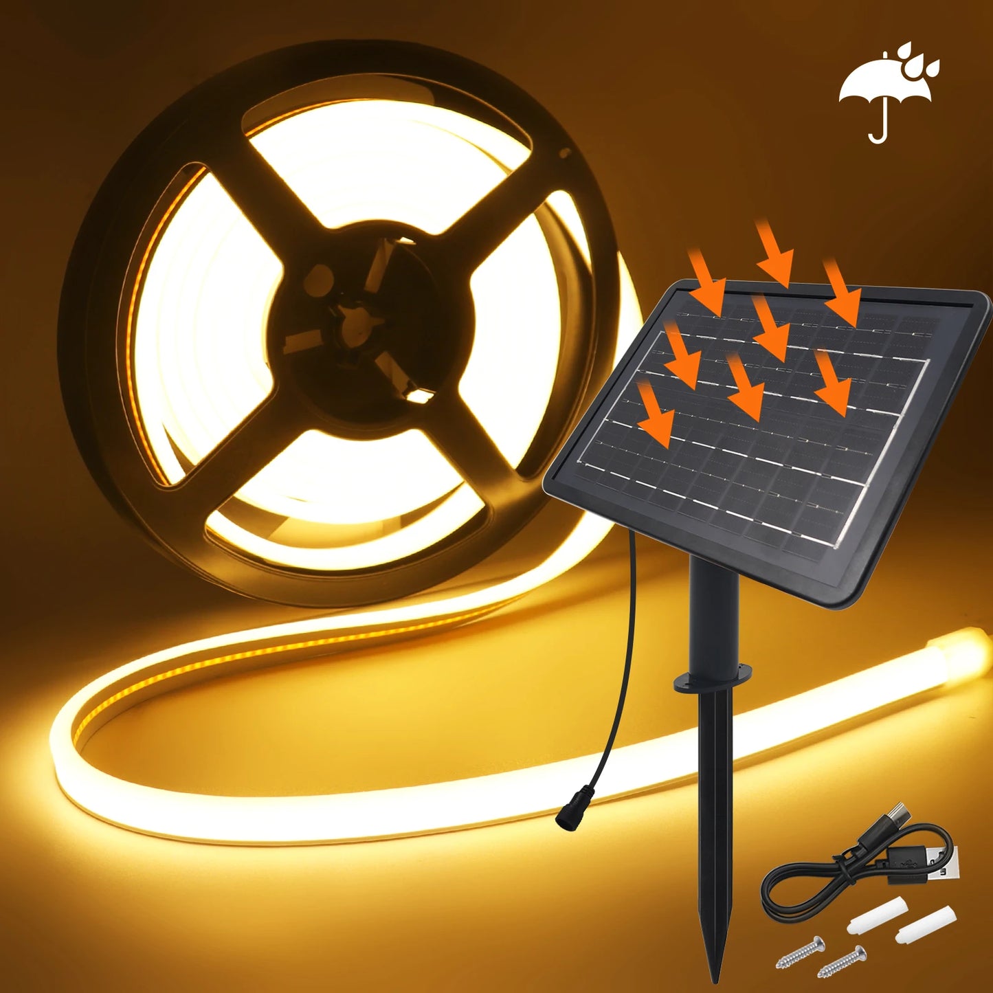DC 24V COB Solar Neon Light Strips 320LEDs 480LEDs Lighting