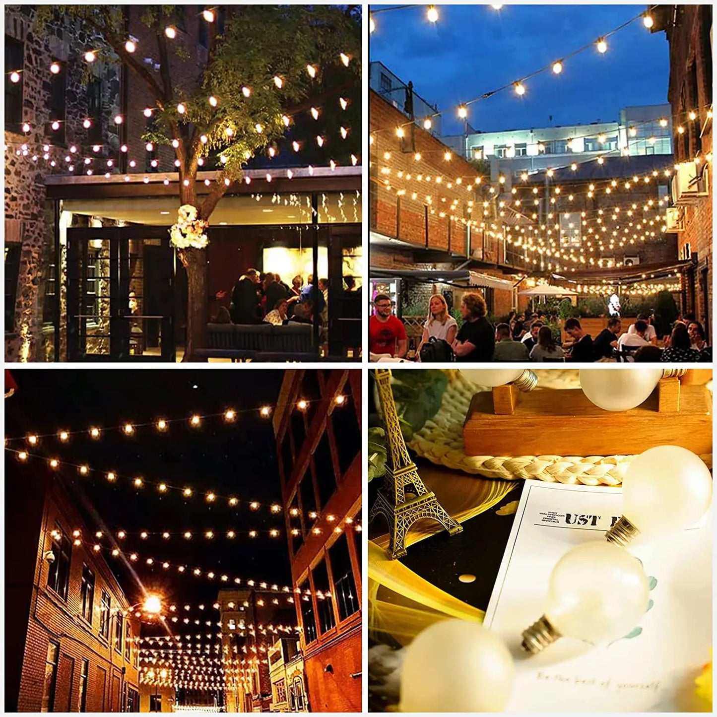 Vintage G40 Frosted Milky Glass String Lights Outdoor