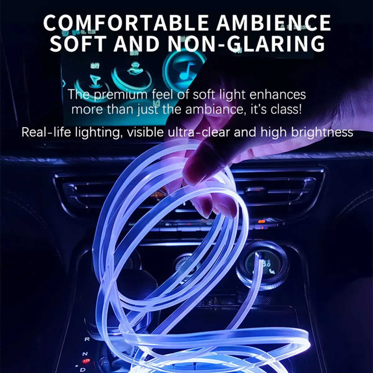 Car RGB LED Ambient Light Strip USB Fiber Optic Atmosphere