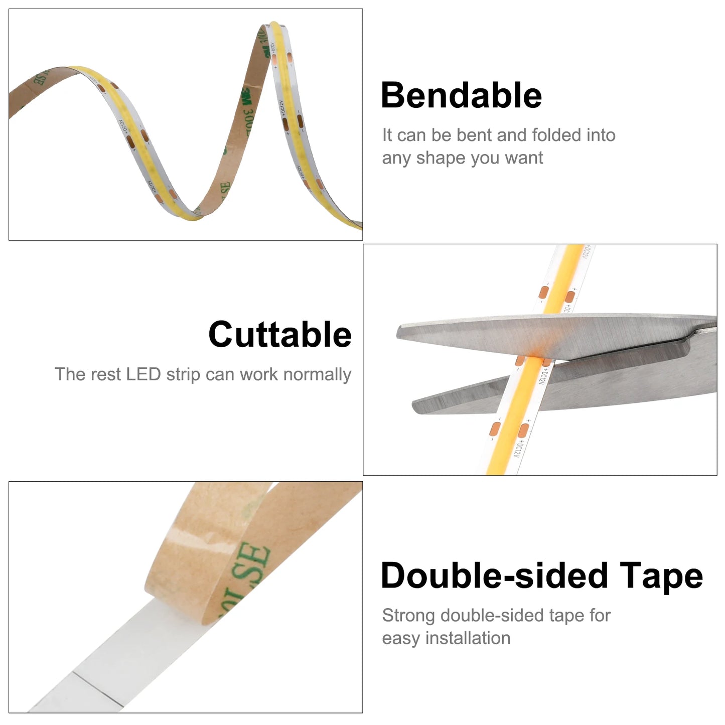 COB LED Strip Lights 320 480 LEDs Flexible 5mm 8mm FOB Tape Light